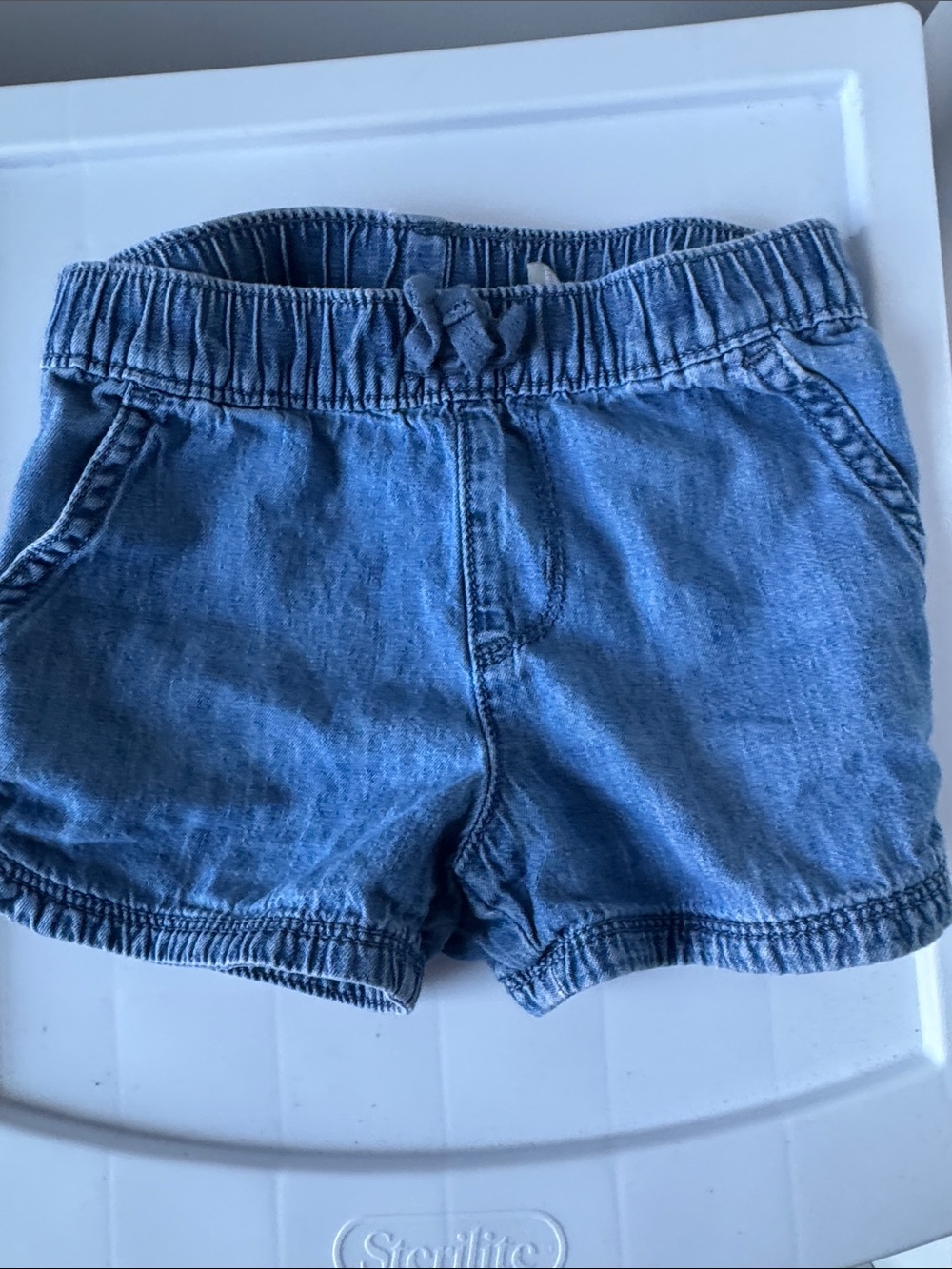 The Children's Place Light Blue Denim Elastic-Waist Shorts with Front Tie